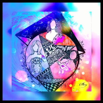 Drawing titled "Three Graces" by Cathee Ebe, Original Artwork, Ink