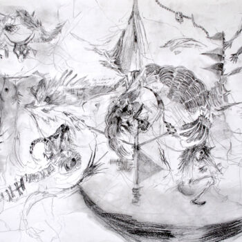 Dessin intitulée "Loba en voyage" par Beatrice Celli, Œuvre d'art originale, Crayon