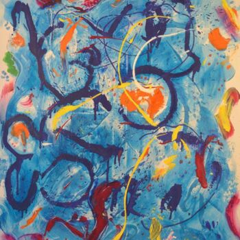 Painting titled "LI_LAVISIONBLEUE_II…" by Eva Marc'H, Original Artwork, Oil Mounted on Wood Stretcher frame