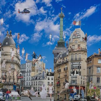 Collages titled "LES PARISIENNES" by Joelle Isnardon, Original Artwork, Collages