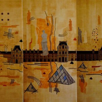 Painting titled "Triptyque Louvres " by Guy Laffont, Original Artwork, Aluminium
