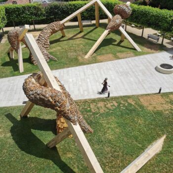 Sculpture titled "Colonies" by Simon Augade, Original Artwork, Wood