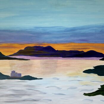 Painting titled "Les Iles" by Violette Guardia Decoin, Original Artwork, Acrylic Mounted on Wood Stretcher frame