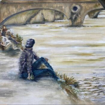 Painting titled "Sous les Ponts de P…" by Laurène Hillion, Original Artwork, Oil