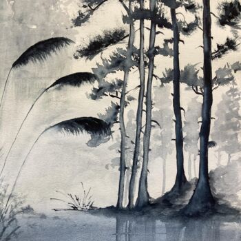 Painting titled "Douceur" by Mireille Bridier, Original Artwork, Watercolor