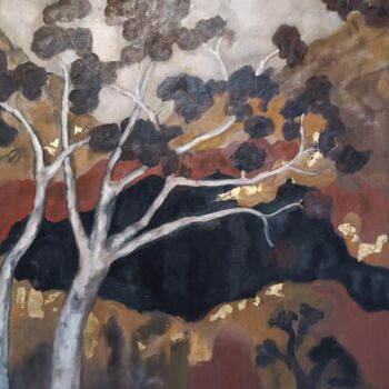 Painting titled "Éloge de l'arbre" by Annie Monnerie Goarin, Original Artwork, Metals