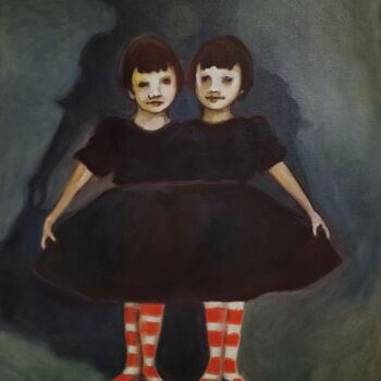 Painting titled "DoubleJe" by Laurence  Ory, Original Artwork, Oil