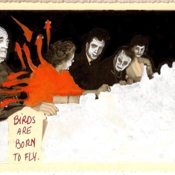 Painting titled "Birds are born to f…" by Laurence  Ory, Original Artwork, Acrylic