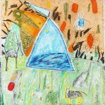 Drawing titled "Croisements #5" by Christophe Tissot, Original Artwork, Chalk