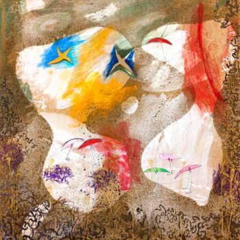 Drawing titled "Champs d'oiseaux #3" by Christophe Tissot, Original Artwork, Chalk