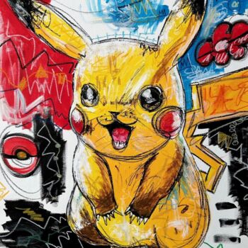 Painting titled "PIKACHU" by Zoulliart, Original Artwork, Acrylic
