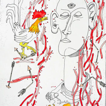 Drawing titled "Octopus 1 - Les Ima…" by Christophe Tissot, Original Artwork, Ink