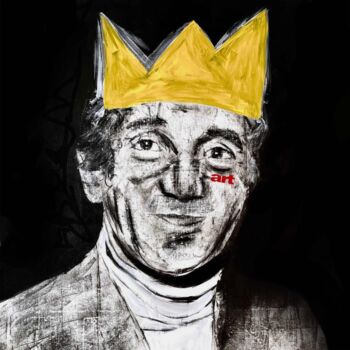 Drawing titled "AZNAVOUR 50X50" by Zoulliart, Original Artwork, Analog Print