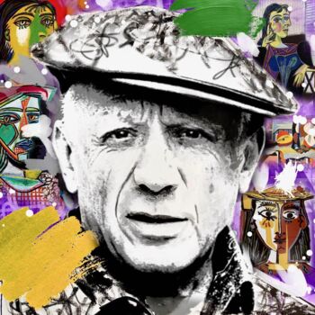 Drawing titled "Pablo Picasso" by Zoulliart, Original Artwork, Analog Print
