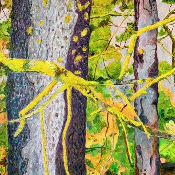 Painting titled "Yellow Lichen. Trun…" by Ross Gash, Original Artwork, Oil