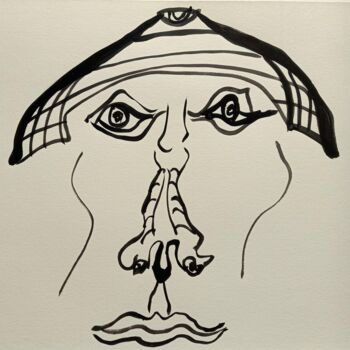 Dessin intitulée "Le samouraï " par Vally Nico, Œuvre d'art originale, Encre