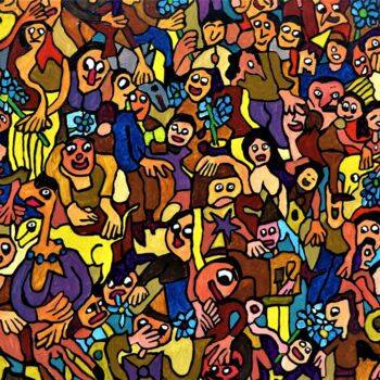 Painting titled "boulevard" by Yves Perrin, Original Artwork, Acrylic