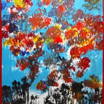 Painting titled "Le lâcher de ballons" by 0xec6d0, Original Artwork, Acrylic