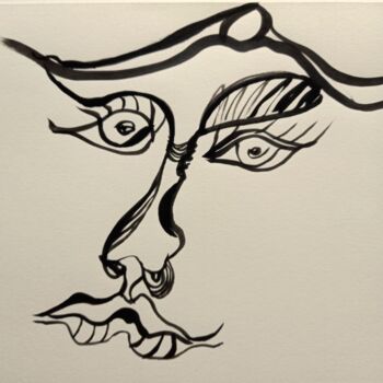 Dessin intitulée "La chinoise en quêt…" par Valerie Nicolas, Œuvre d'art originale, Encre
