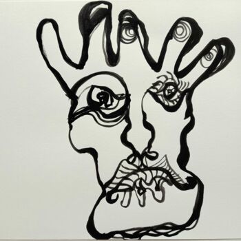 Drawing titled "La main folle du ps…" by Vally Nico, Original Artwork, Ink