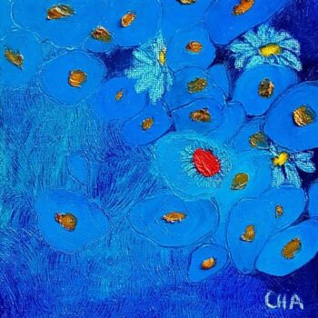 Painting titled "BLEUS SONT LES NÉNU…" by Cha, Original Artwork, Oil