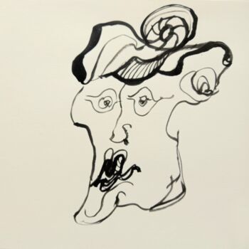 Drawing titled "Le cycliste vintage…" by Vally Nico, Original Artwork, Ink