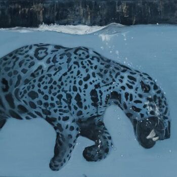 Painting titled "Le Jaguar" by Aurélie Galois, Original Artwork, Oil