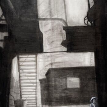 Painting titled "L'Escalier" by Aurélie Galois, Original Artwork, Oil