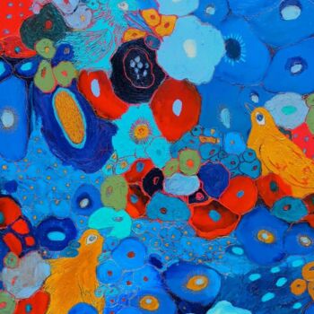 Painting titled "OISEAUX DU PARADIS" by Cha, Original Artwork, Acrylic