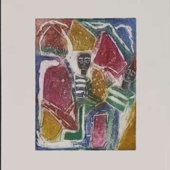 Printmaking titled "Clowns" by Solange Alinot, Original Artwork, Engraving