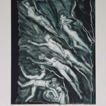 Printmaking titled "Nues [Nudes]" by Solange Alinot, Original Artwork, Engraving