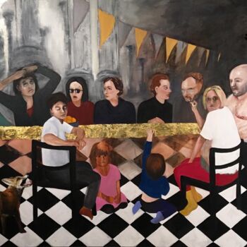 Painting titled "La Cène" by Aurélie Galois, Original Artwork, Acrylic