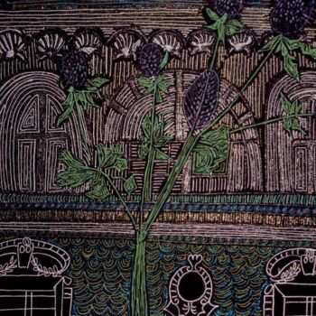 Drawing titled "Parc Monceau Paris…" by Sophie Ong, Original Artwork, Textile fiber