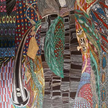 Drawing titled "Book's Tree" by Sophie Ong, Original Artwork, Textile fiber