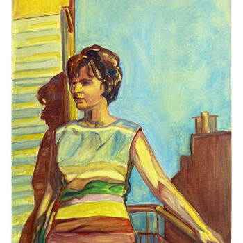 Painting titled "Annette a grandi" by Caroline Delétoille, Original Artwork, Oil Mounted on Wood Stretcher frame