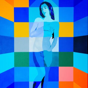 Painting titled "Vénus bleue" by Jean Philoctete, Original Artwork, Acrylic