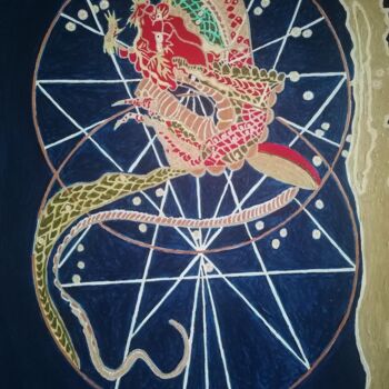 Painting titled "Constellation Dragon" by Sophie Ong, Original Artwork, Acrylic