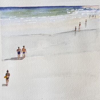 Painting titled "Partir à la plage" by Gabrielle, Original Artwork, Watercolor
