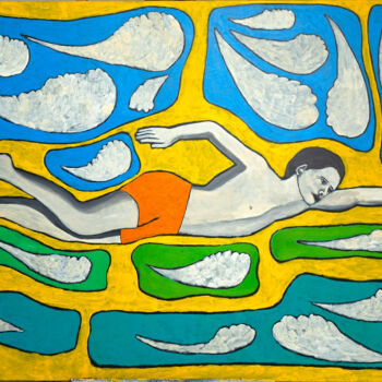 Peinture intitulée " le nageur" par Guillaume Cord, Œuvre d'art originale, Acrylique