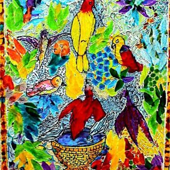 Painting titled "Oiseaux1" by Danart, Original Artwork