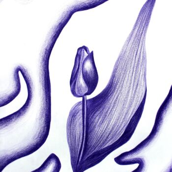 Drawing titled "Tulipe Violette" by Studio Cutis, Original Artwork, Digital Print