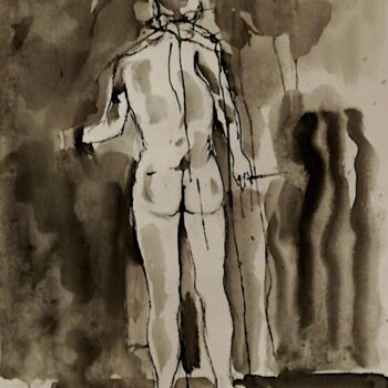 Drawing titled "Pénétration liquide" by Harry Kampianne, Original Artwork, Ink