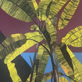Peinture intitulée "Banana tree-purple" par Olivier Morel Pellen, Œuvre d'art originale, Acrylique