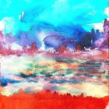Drawing titled "Une vallée zénithal…" by Harry Kampianne, Original Artwork, Acrylic