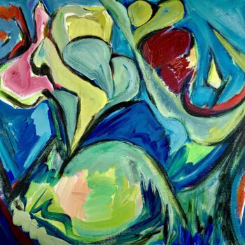Painting titled ""Perché sur la lune"" by Aline Jagodowicz, Original Artwork, Acrylic