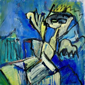 Painting titled ""La danse bleue"" by Aline Jagodowicz, Original Artwork, Acrylic