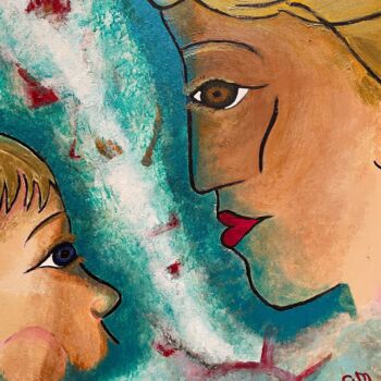 Painting titled "Mère fille" by Om, Original Artwork, Acrylic