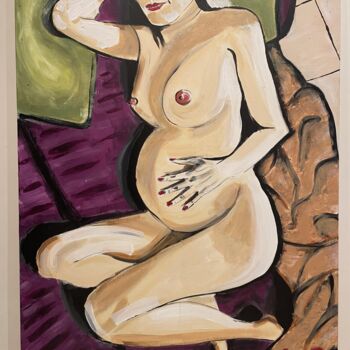 Painting titled "Enceinte" by Om, Original Artwork, Acrylic