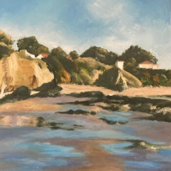 Painting titled "Marée basse" by A.N.Leroux, Original Artwork, Wood