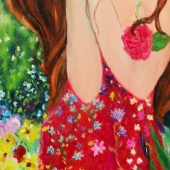 Painting titled "Le messager" by Véronique Aufrere, Original Artwork, Oil
